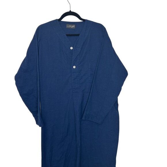Mr Jeff Other - Vintage Mr Jeff Mens Pajamas Brushed Cotton Long Night Shirt Pjs Navy Blue Sz L